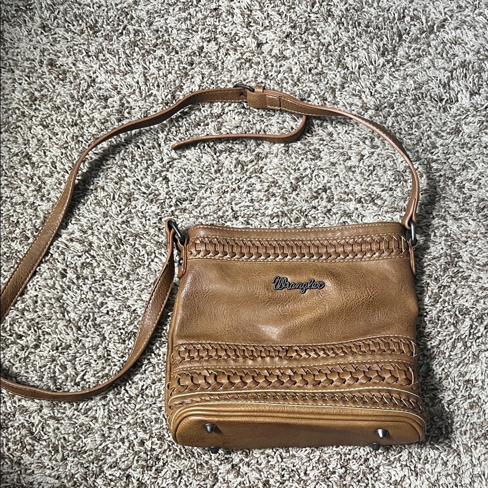 Wrangler Brown Crossbody Bag with Woven Detail